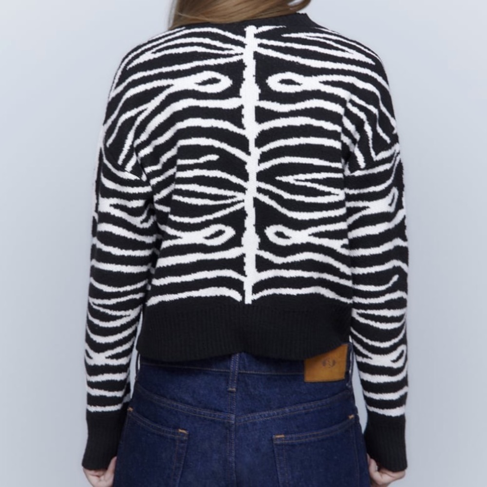 NWT Zara Pizza Jacquard Knit Sweater - Picture 4 of 7
